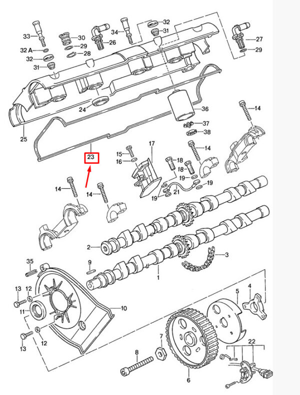 Porsche 968 valve cover gasket 92810444709 NEW ORIGINAL