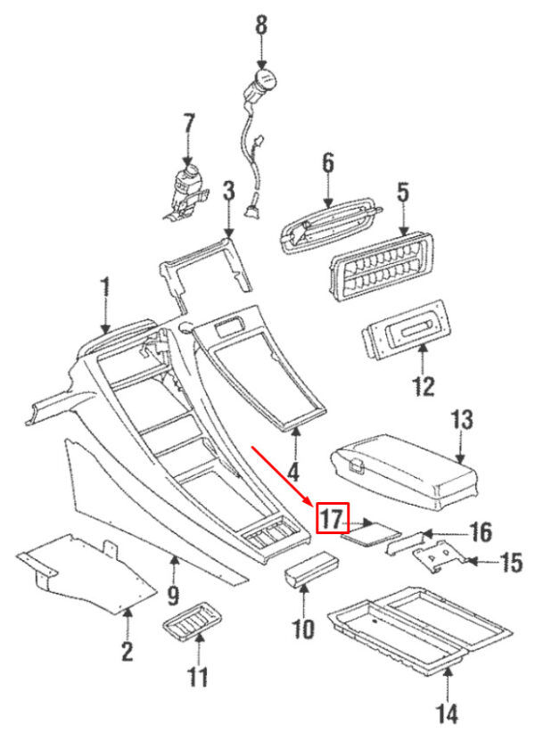 Porsche 928 Console Box Cover 92855573503 NEW ORIGINAL