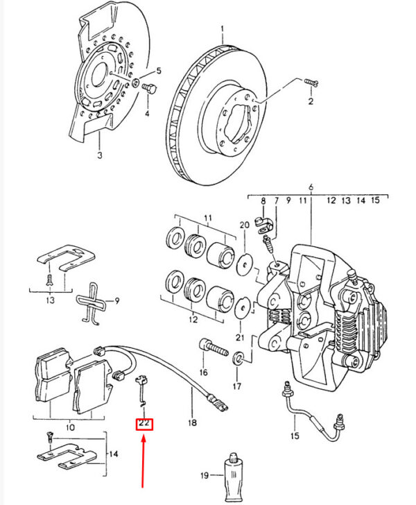 Porsche 968 brake cable holder front 92861236100 NEW ORIGINAL
