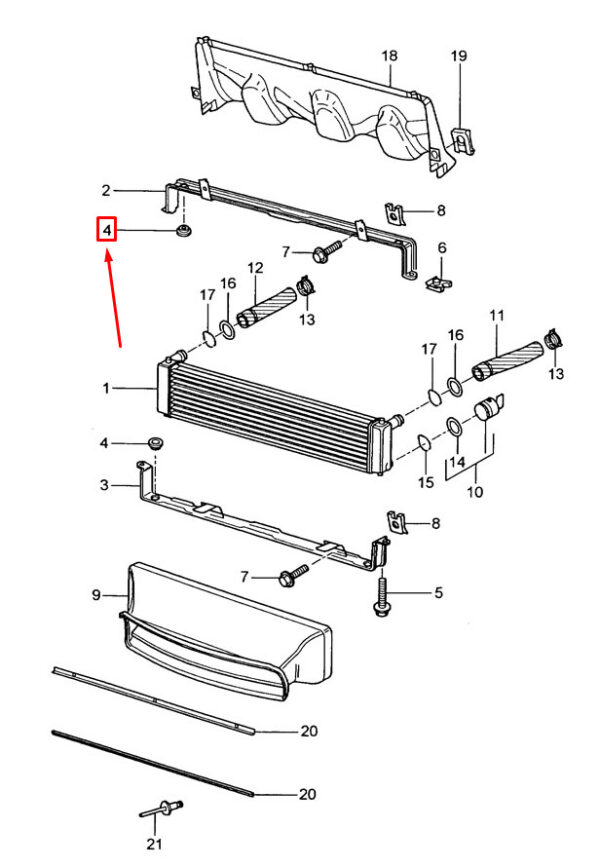 Porsche Boxster 986 Radiator Rubber Bracket 93011343000 NEW GENUINE
