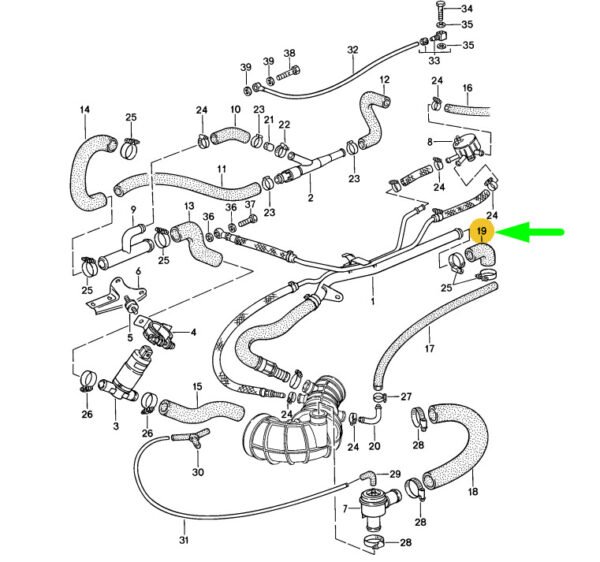 Porsche 944 L-Jetronic Vacuum Molding Hose 93111018301 NEW ORIGINAL