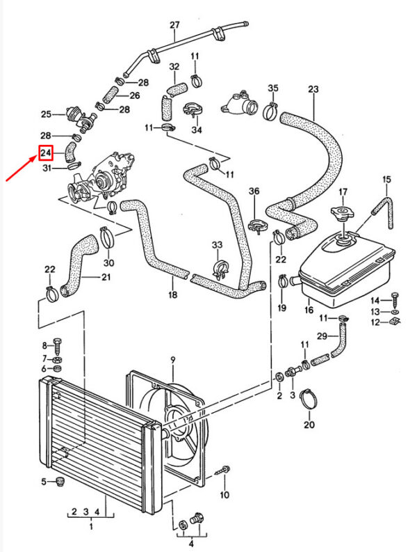 Porsche 968 coolant hose 94410624104 NEW ORIGINAL - Image 2