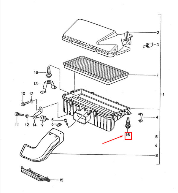 Porsche 968 Rubber Airbox Mount 94411032601 NEW ORIGINAL