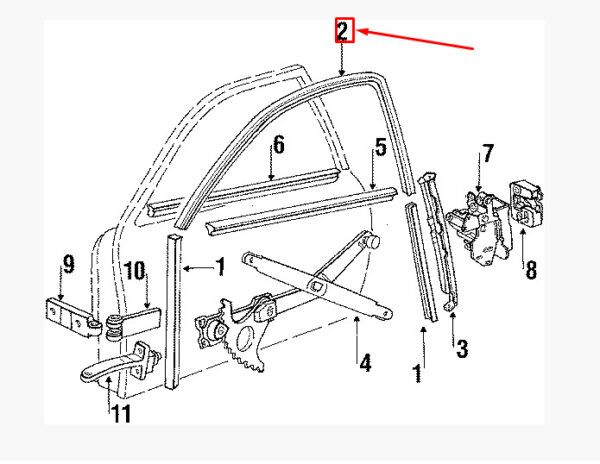 Porsche 944 Window Guide Front Right Upper 94453708000 NEW Genuine