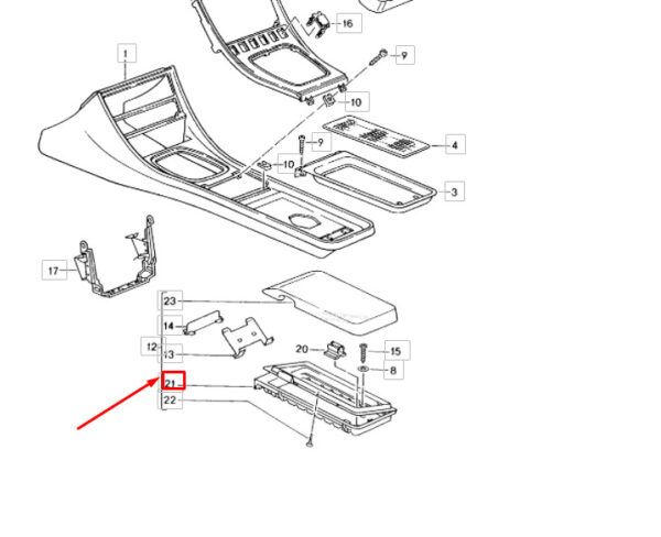 Porsche 944 Console Armrest Cassette Frame LHD 9445525530101C NEW GENUINE