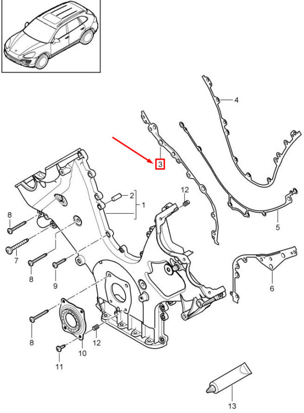 Porsche Panamera 970 Right Engine Control Cover Gasket 94810113021 GENUINE