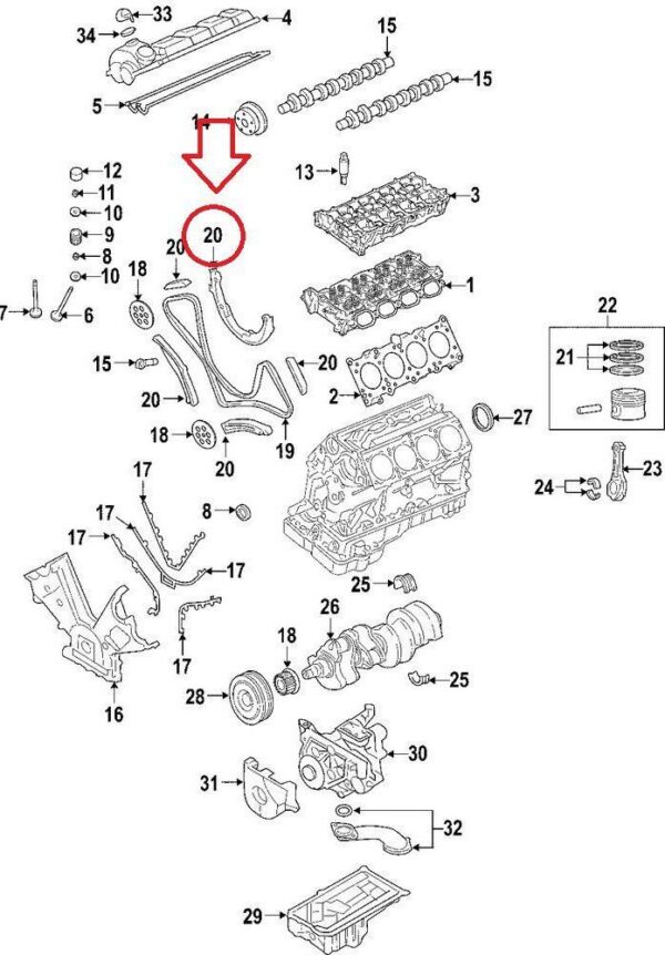 Porsche Cayenne 9PA Control Chain Guide 94810506502 4.5S NEW REAL - Image 2