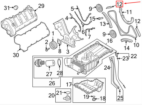 Porsche Panamera 970 Top Engine Control Chain Guide 94810516612 NEW