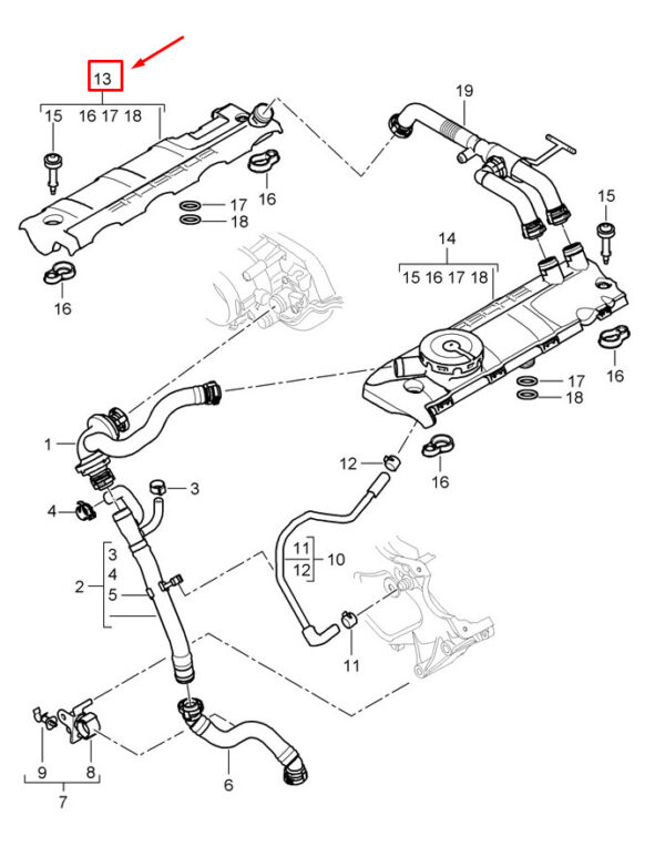 PORSCHE CAYENNE 9PA Right Crankcase Breather Valve 94810723501 GENUINE - Image 5