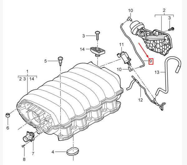 Porsche Cayenne 92a Intake Air Distributor Tube 94811013600 NEW ORIGINAL - Image 5