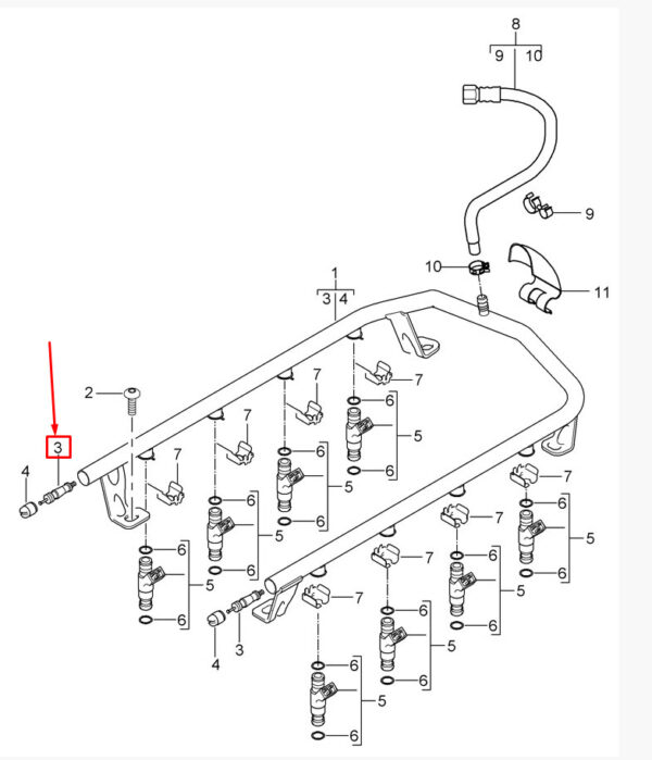 PORSCHE CAYENNE 9PA Fuel Rail Valve Insert 94811021700 NEW GENUINE