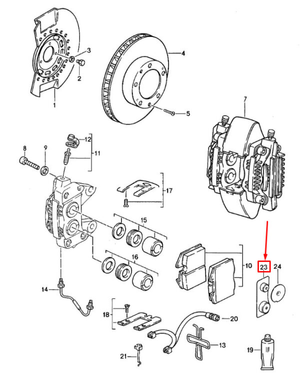 Porsche 968 fixed saddle damper plate front 95135108903 NEW ORIGINAL