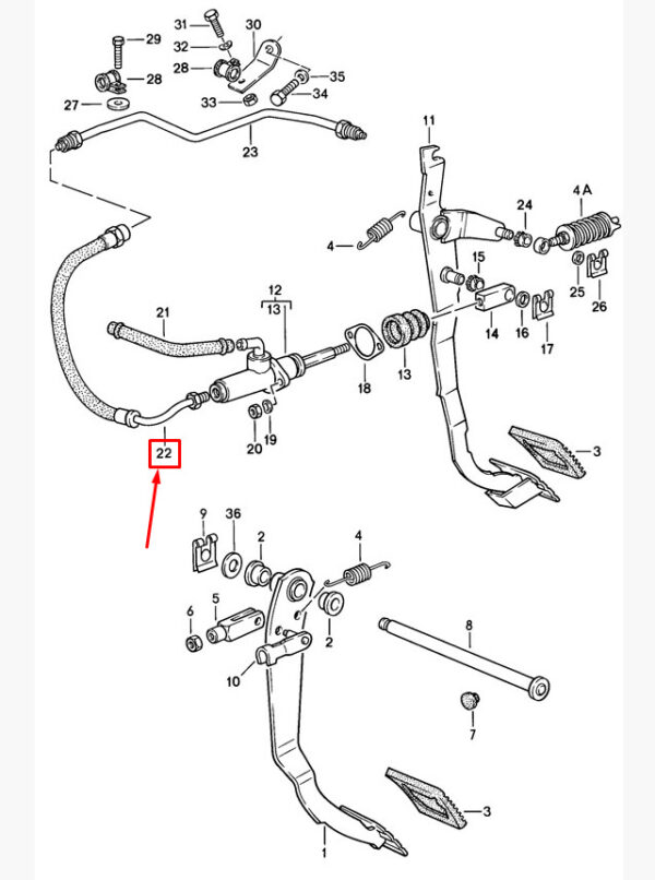 Porsche 944 clutch line hose 95142318901 new original