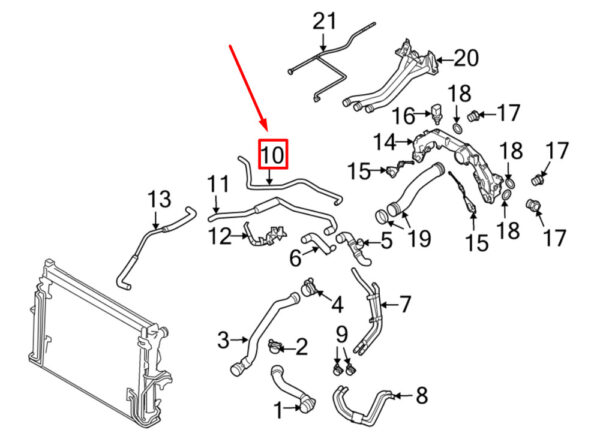 Porsche Cayenne 9PA coolant hose 95510647700 NEW ORIGINAL