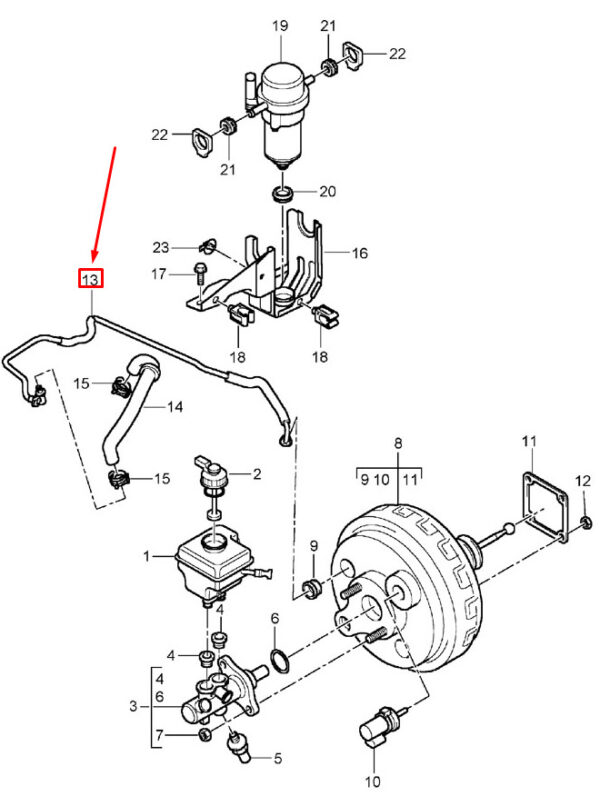 Porsche Cayenne 9pa Brake Amplifier Vacuum Line LHD 95535557704 NEW