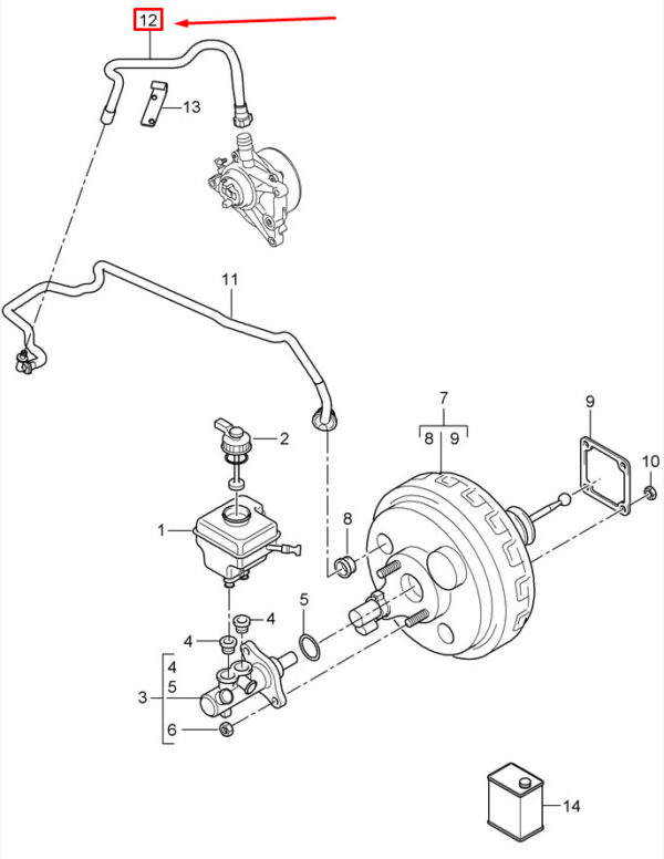 Porsche Cayenne 9pa brake booster vacuum line 95535557930 ORIGINAL