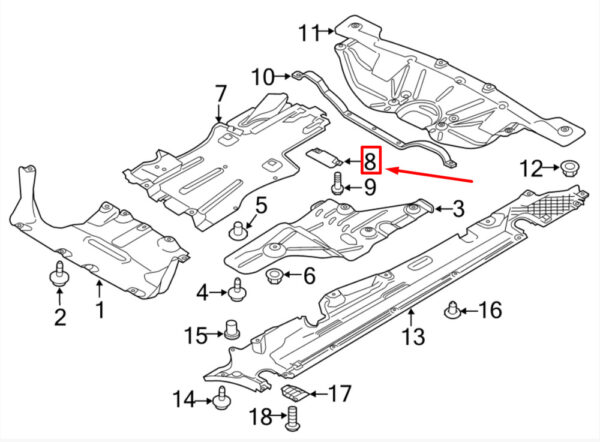 PORSCHE CAYENNE 92A REAR RADIATOR SPLASH GUARD BRACKET 95550419900 NEW GENUINE - Image 3