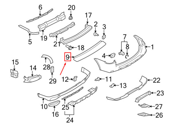 Porsche Cayenne 9pa Trim Rear Bumper Surface 95550578710 NEW
