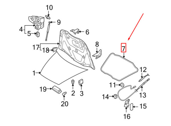 Porsche Cayenne 9pa Front Hood Gasket 95551170701 NEW REAL