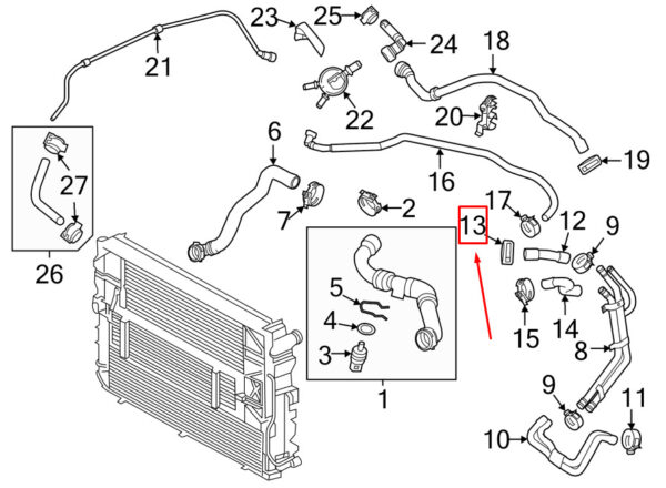 Porsche 971 Hose Clamp Engine Coolant Reservoir 95551240500 GENUINE