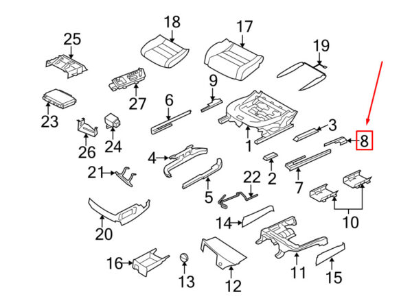 PORSCHE CAYENNE 9PA Front Seat Outer Rail Cover 955521337017A8 GENUINE