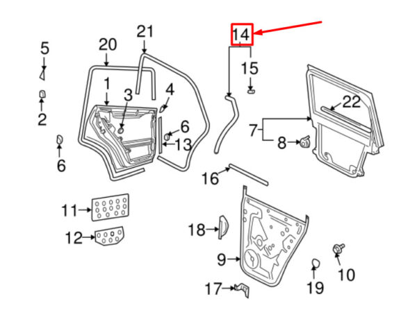 Porsche Cayenne 9pa door rubber seal rear right 95553376201 NEW ORIGINAL