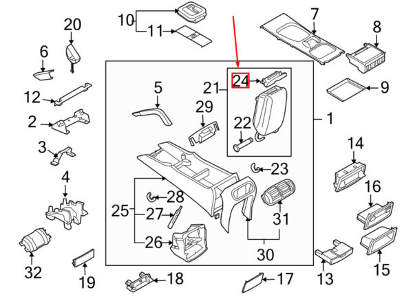 PORSCHE CAYENNE 9PA Release Handle Armrest Console 955552698005Z1 GENUINE