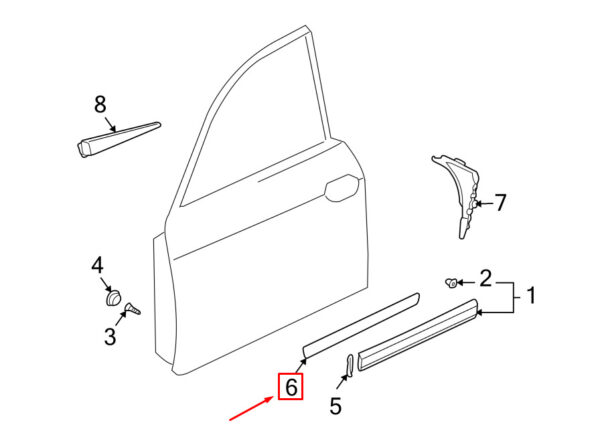 Porsche Cayenne 9pa Front Right Door Strip 9555559284024W9 NEW GENUINE