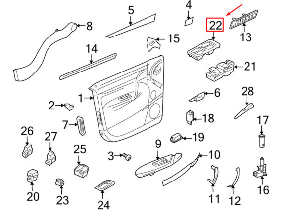 Porsche Cayenne 9PA power window switch front left LHD 955613251015Z1 NEW