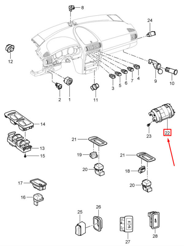 Porsche Cayenne 9pa Chassis Adjustment Switch 95561325700 NEW REAL - Image 6