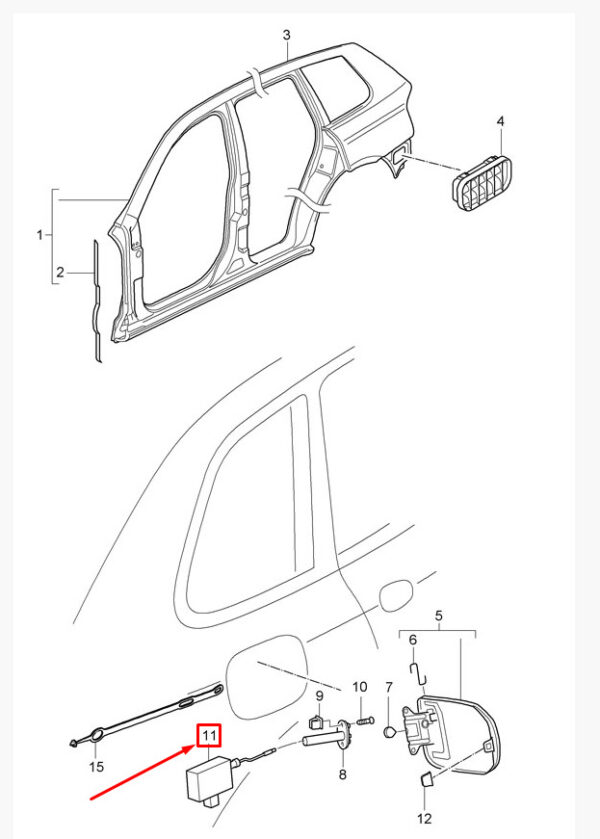 Porsche Cayenne 9PA fuel flap lock actuator 95562477303, original part - Image 2
