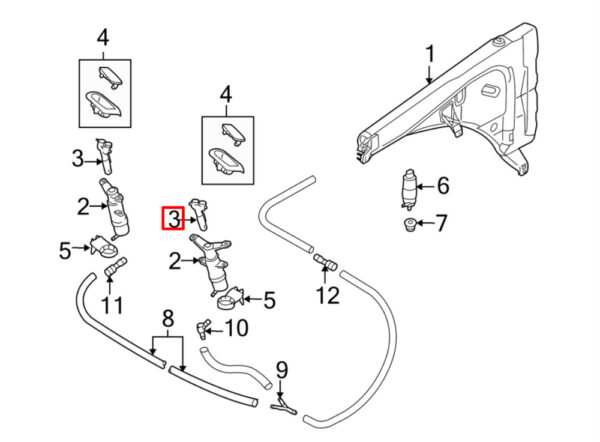 Porsche Cayenne 9PA headlight wash nozzle front left 95562816110 NEW ORIGINAL - Image 3