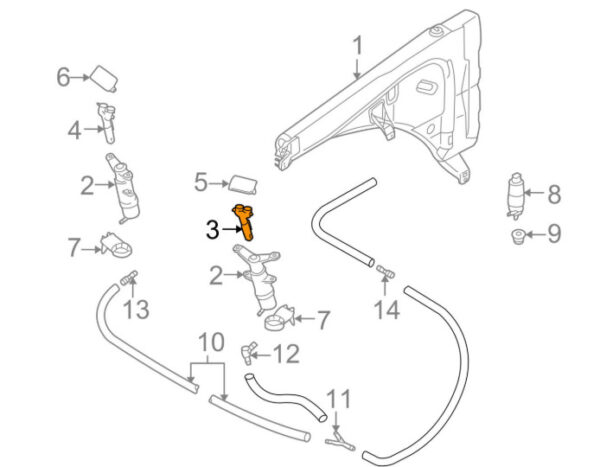 PORSCHE CAYENNE 9PA Headlight Washer Nozzle Right 95562816400 NEW GENUINE