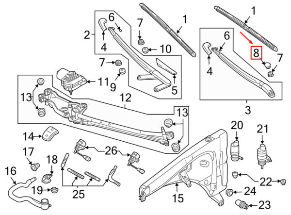 Porsche Cayenne 9pa Left Windshield Wiper Arm Cap 95562830501 NEW GENUINE