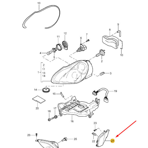 Porsche Cayenne 9PA side marker light right 95563103410 NEW ORIGINAL - Image 2