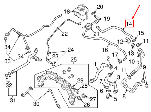 Porsche Cayenne 92a Coolant Hose 95810626101 NEW ORIGINAL - Image 5