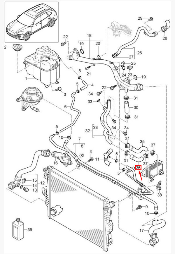 Porsche Cayenne 92a Coolant Hose 95810648200 NEW ORIGINAL - Image 3