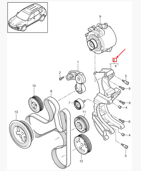 Porsche Cayenne 92A alternator mount 95814715100 NEW ORIGINAL - Image 6