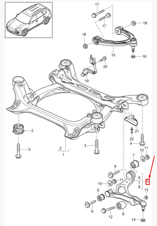 Porsche Cayenne 92a front right lower arm 95834105411 NEW ORIGINAL