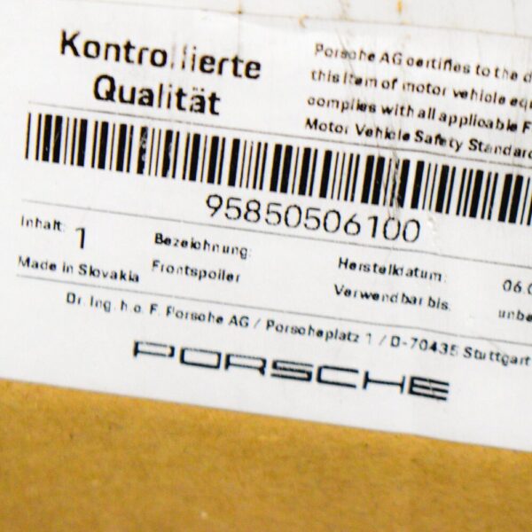 Porsche Cayenne 92a Front Bumper Center Spoiler 95850506100 NEW ORIGINAL - Image 2