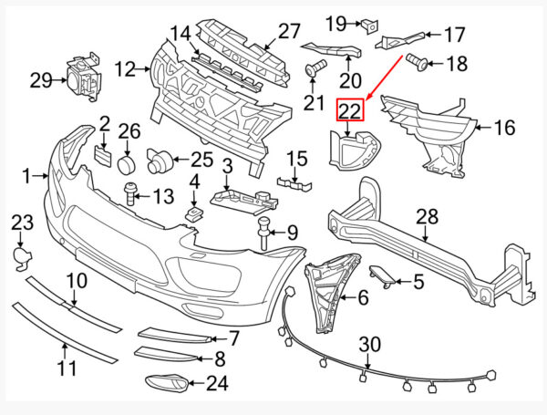 Porsche Cayenne 92a Front Bumper Left Air Route 958505333109B9 NEW