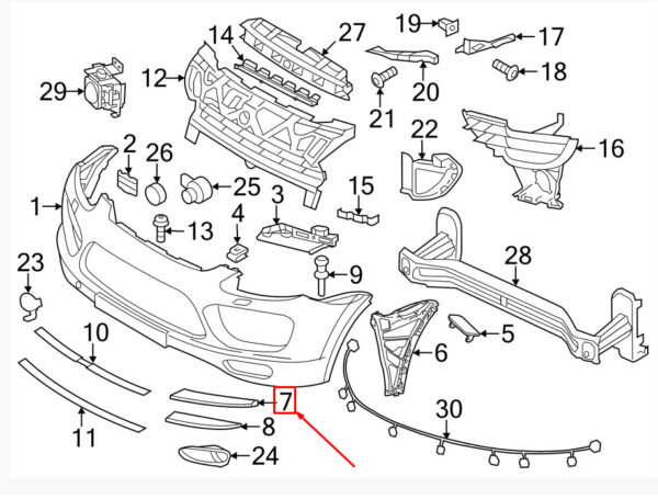 Porsche Cayenne 92a front bumper insert top left 958505685109B9 NEW