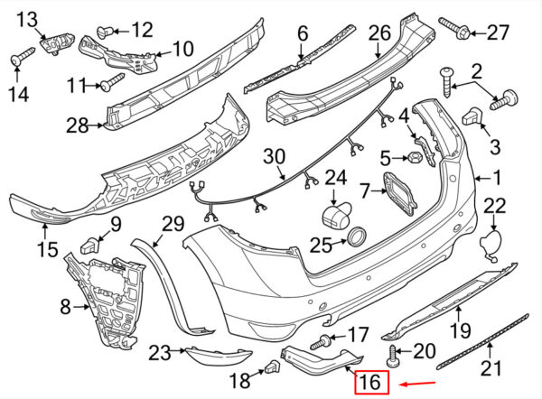 Porsche Cayenne 92a Corner Cover Left Rear Bumper 958505837009B9 NEW