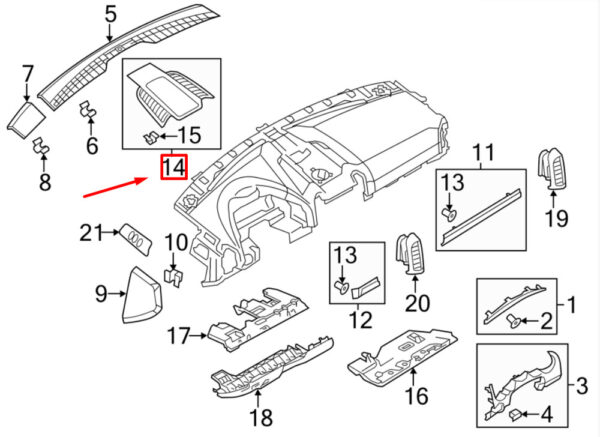 Porsche Cayenne 92A Dashboard Top Panel Center 95855218901DE1 ORIGINAL - Image 3