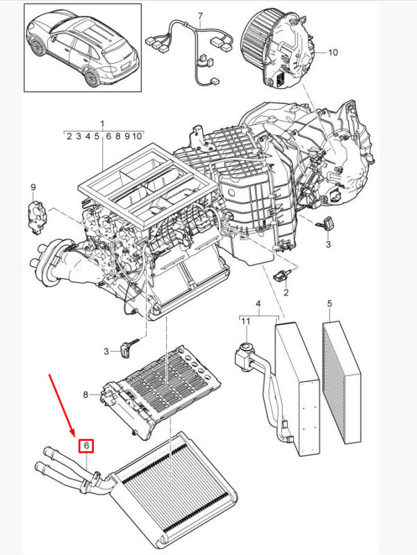 PORSCHE CAYENNE 92A HVAC Heater Core LHD 95857232600 NEW GENUINE