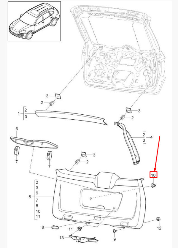 Porsche Cayenne 92A tailgate trim retaining clip 95873163300 new original - Image 3