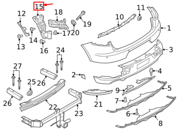 Porsche Macan 95b bumper bracket rear right 95B807254C NEW ORIGINAL - Image 3