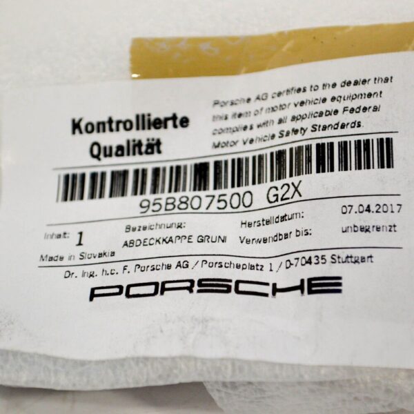 Porsche 95B Rear Bumper Tow Hook Eye Cap Cover 95B807500G2X NEW - Image 3