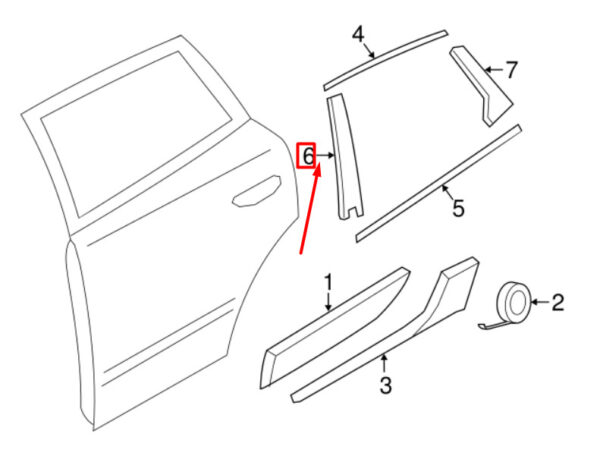 Porsche Macan 95b door strip rear left 95B853351D NEW ORIGINAL - Image 5