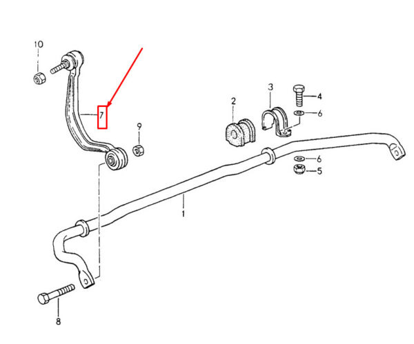 Porsche Carrera 911 964 stabilizer bar front left 96434306901 NEW ORIGINAL